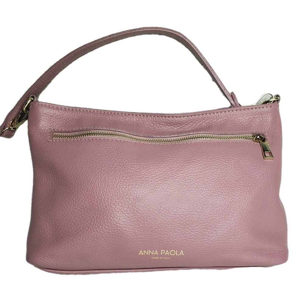 Anna Paola Basket Weave Pink Leather Shoulder Hand Purse Made in Italy Bag